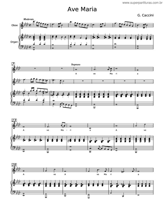Partitura da música Ave Maria [2Vn&Pf] – Caccini G. – Vavilov V.